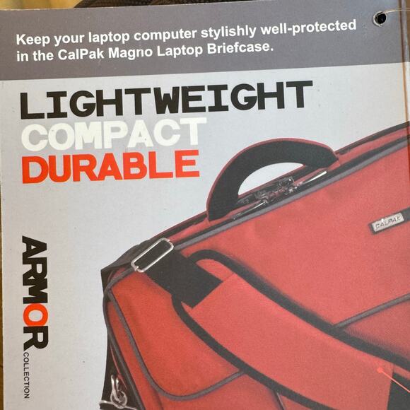 CALPAK NWT Magno Armor Laptop Bag Briefcase Padded Pockets Adjustable Strap - Picture 7 of 13